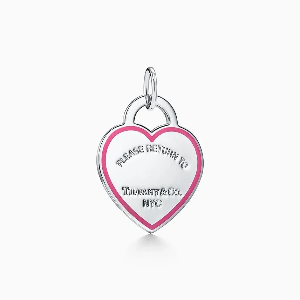 Authentic Tiffany & Co.® Return to Tiffany® MD Pink Heart Tag Charm in Silver - Picture 1 of 5